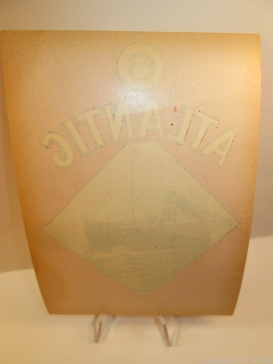 Never Used 1920-1930's Vintage 6 ATLANTIC Steamship Paper Luggage Decal-img-4