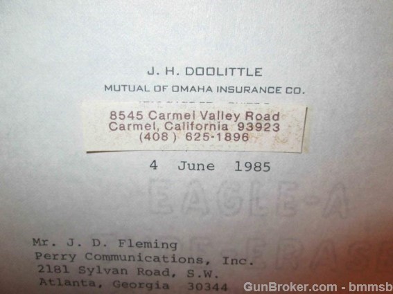 Typed & Signed 1985 letter from J.H. Doolittle on his Letterhead & Book Lot-img-2