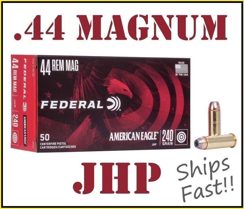 100rds Federal American Eagle™ .44 Magnum 240gr JHP self defense FAST SHIP-img-0