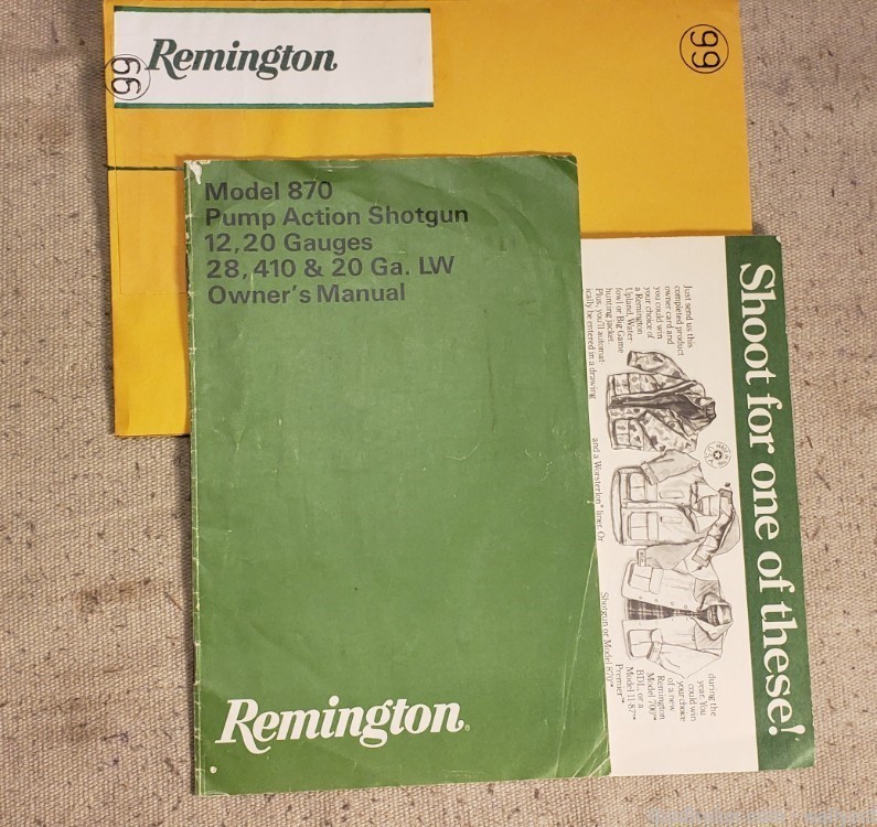 Remington Model 870 Shotgun Manual Factory Original 12, 20, 28, 410 Gauges-img-0