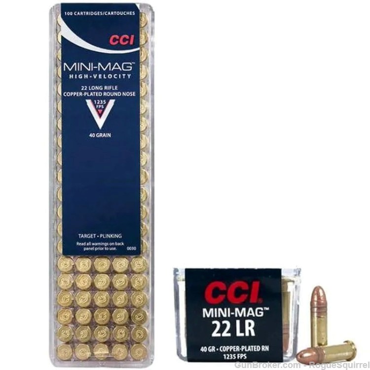 500 CCI Mini-Mag 22lr 40 grain Target Copper Plated Round Nose 22 Ammo RN-img-1