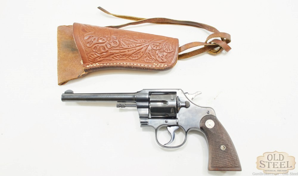 Colt Official Police 22 LR Target Revolver MFG 1935 C&R Comes W/ Holster-img-0