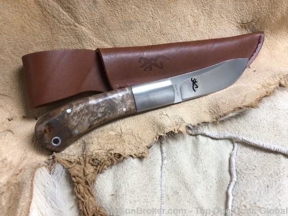 BROWNING SEMI-SKINNER KNIFE WALNUT BURL HANDLE-img-3