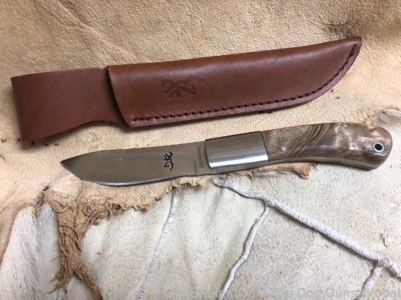 BROWNING SEMI-SKINNER KNIFE WALNUT BURL HANDLE-img-2