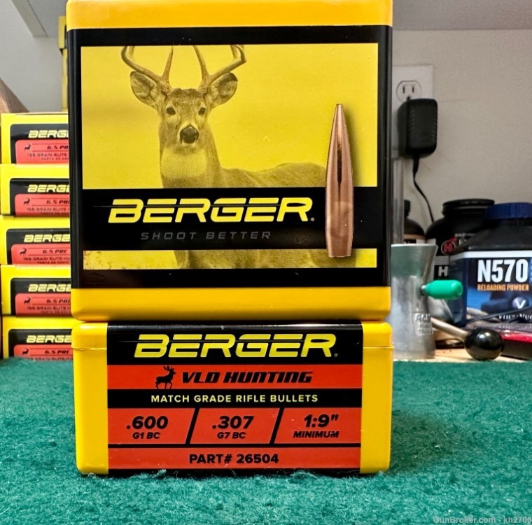 200 qty of 6.5 mm .264" 140 gr Berger VLD Hunting PRC, Creedmoor-img-1