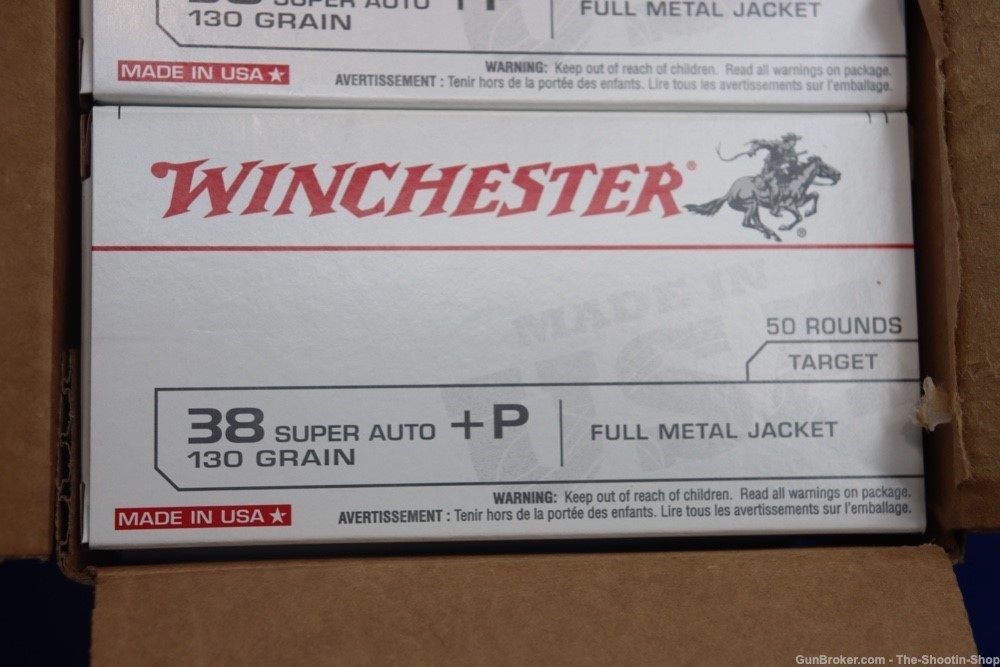 Winchester 38 SUPER Pistol Ammunition 500RD Ammo Case 130GR FMJ Auto +P New-img-2