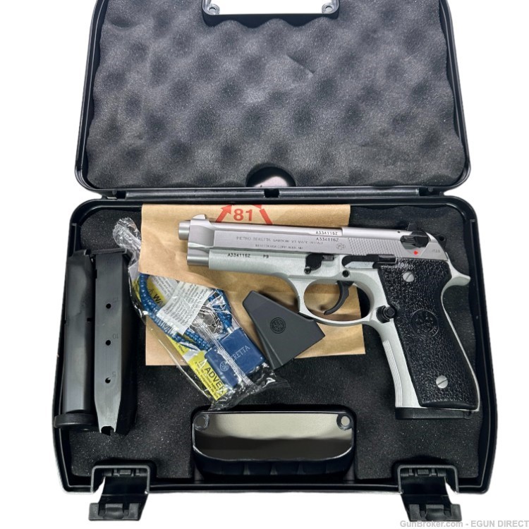 NIB Beretta 92FS Inox, Stainless, 9mm, (3) 15-rd Mags, 4.61" Barrel-img-0