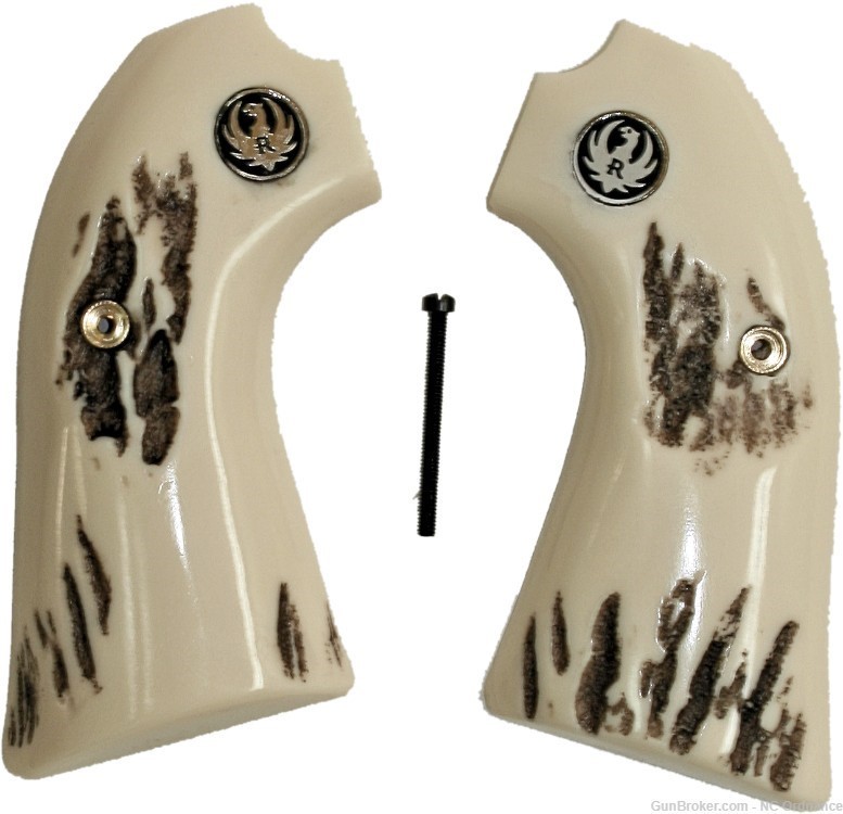 Ruger Bisley Revolver Stag-Like Grips With Medallions-img-0