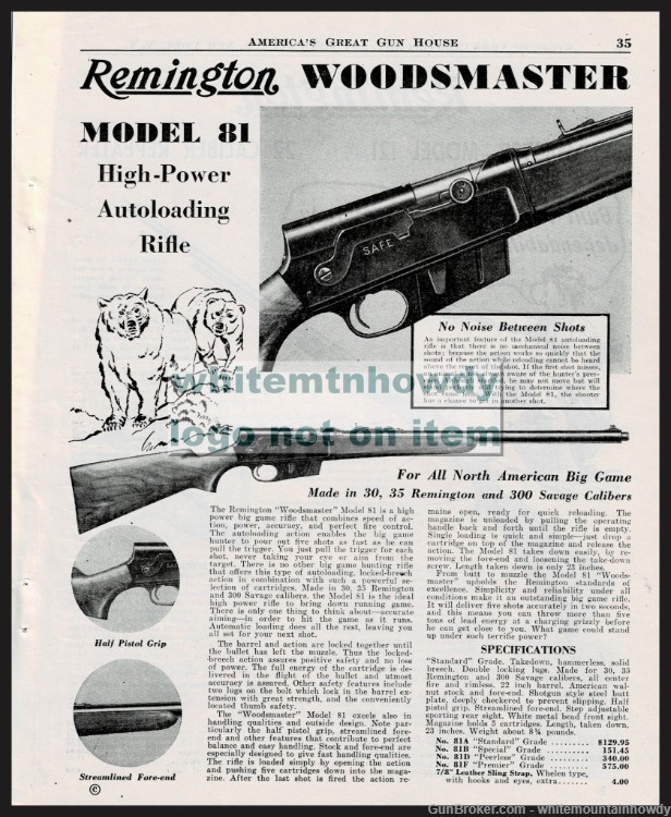 1951 REMINGTON Woodmaster Model 8 High Power Rifle PRINT AD-img-0