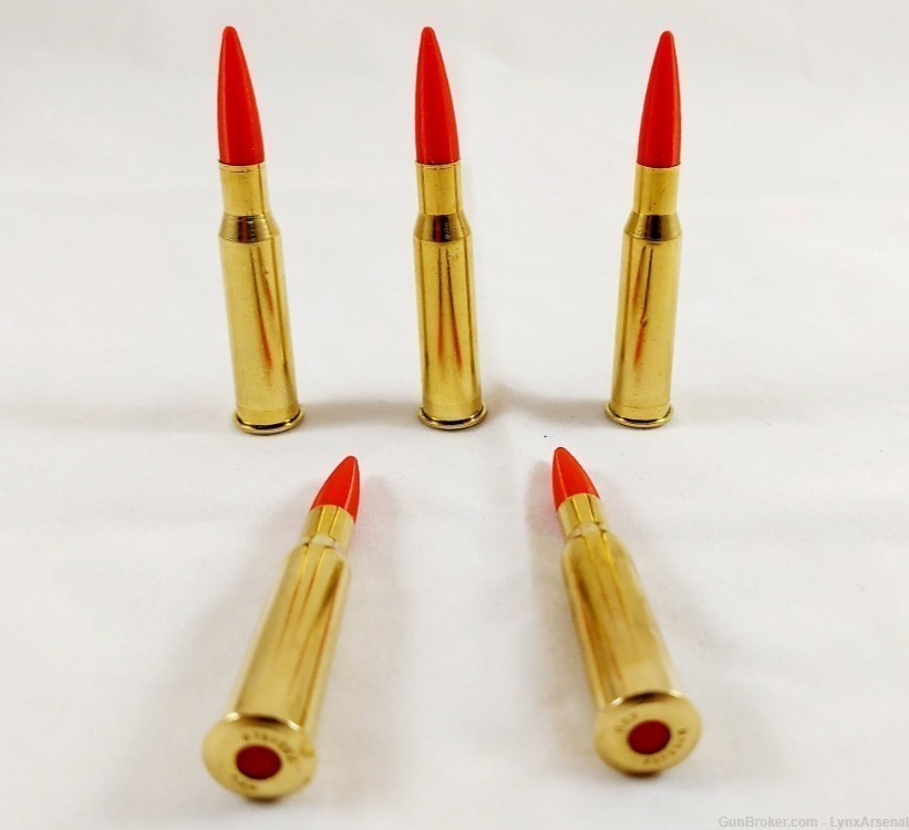 7.62x54R Brass Snap caps / Dummy Training Rounds - Set of 5 - Red-img-0