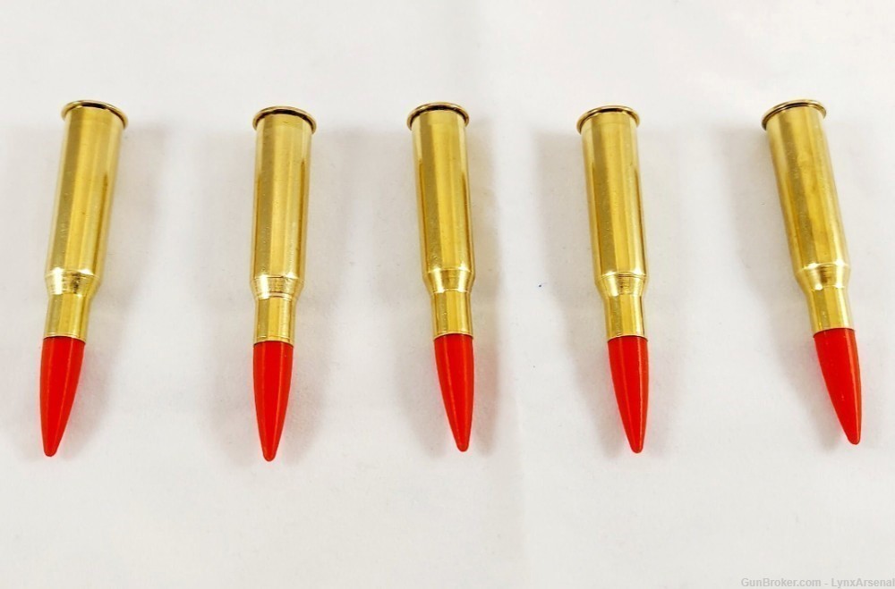 7.62x54R Brass Snap caps / Dummy Training Rounds - Set of 5 - Red-img-2
