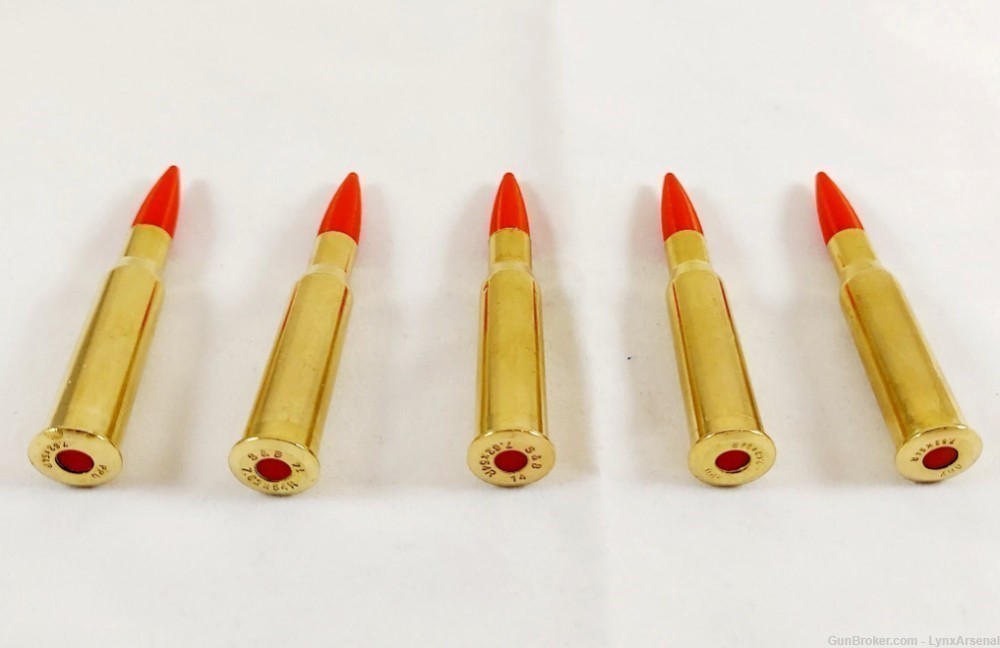 7.62x54R Brass Snap caps / Dummy Training Rounds - Set of 5 - Red-img-3
