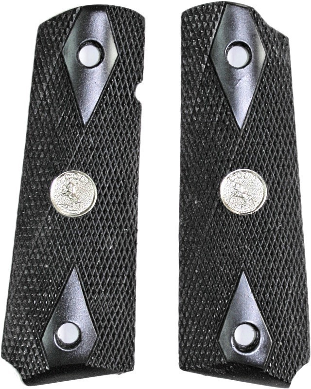 Colt 1911 Grips, Black, Checkered With Medallions-img-0