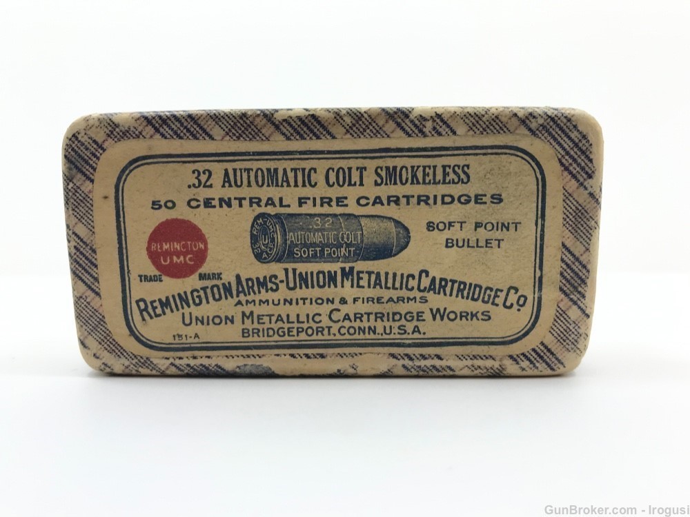 1911-15 Remington .32 Automatic Colt SP Vintage PLAID Box 31 Rounds 831-QP-img-0