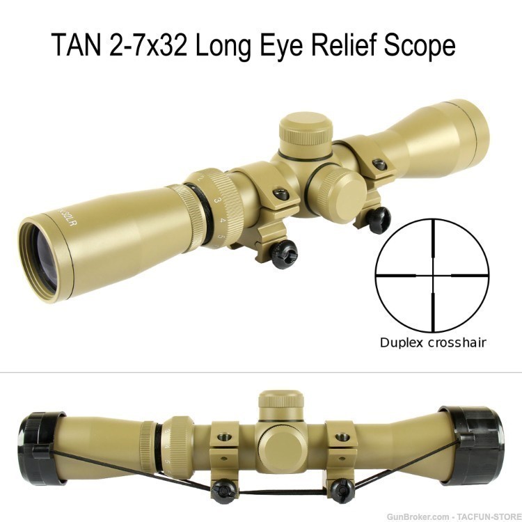 TAN Long Eye Relief 2-7x32 Scope for Mosin Nagant-img-0
