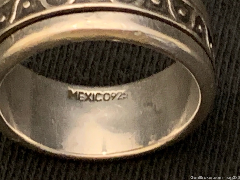 VINTAGE MEXICAN STERLING SILVER MEN'S BAND RING WITH BELL DESIGN-img-4