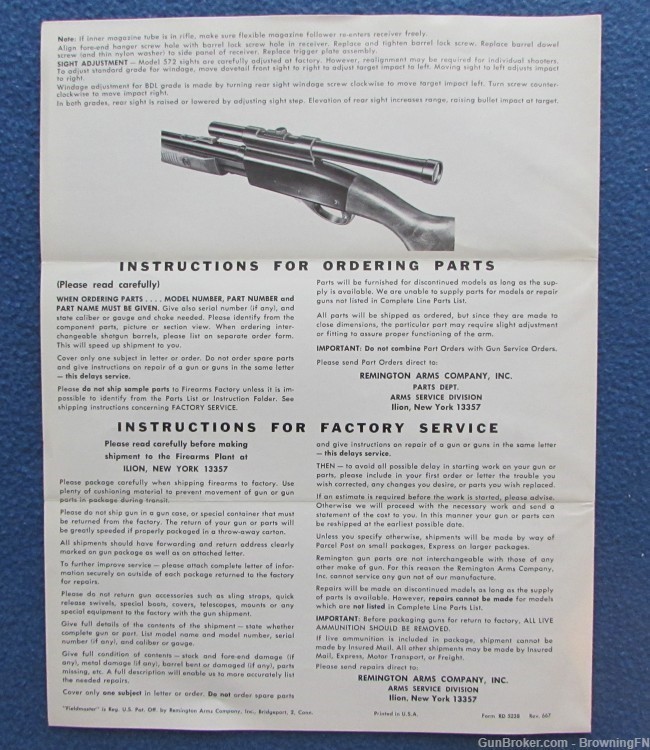 Vintage Remington Model 572 Owners Instruction Manual -img-2