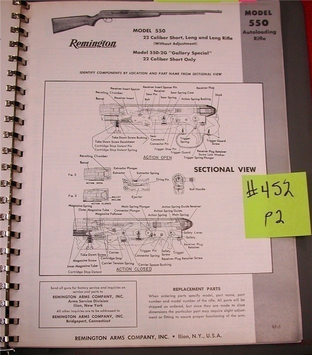 Orig Remington Parts List Schematics Model 550-img-0