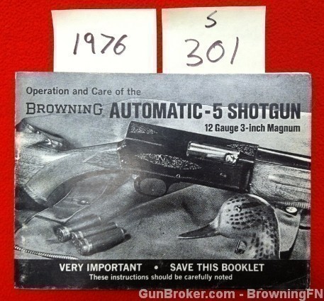 Orig Browning Automatic-5 Shotgun Manual 1976-img-0