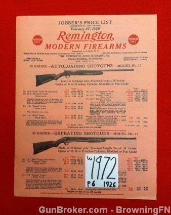 Orig Remington Jobber's Price List 1926-img-0