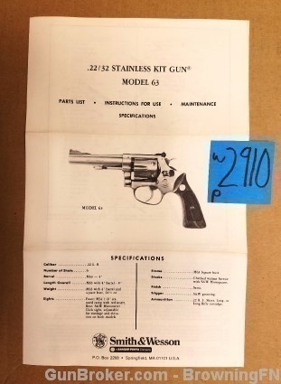 Orig S&W Model 63 Owners Instruction Manual-img-0