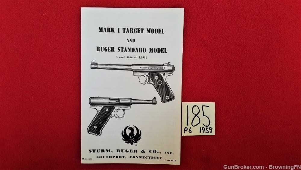 Original Ruger MK1 Target Model Owners Instruction Manual 1959-img-0