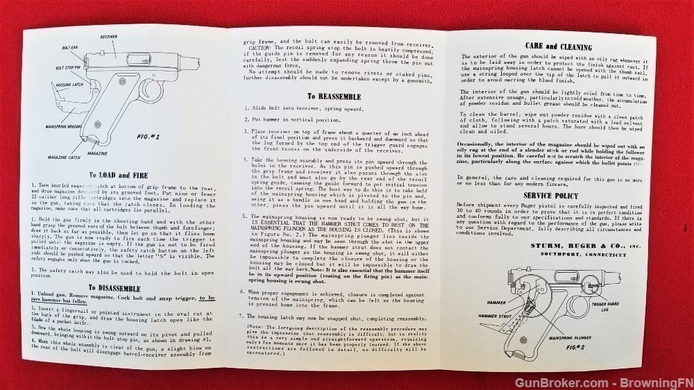 Original Ruger MK1 Target Model Owners Instruction Manual 1959-img-1