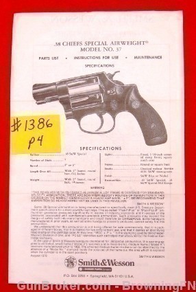Orig S&W Model 37 Owners Instruction Manual-img-0