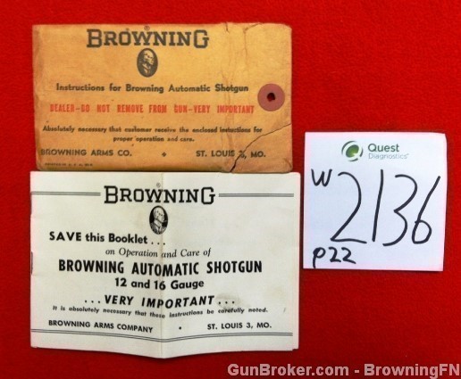 Orig Browning Automatic Shotgun Owners Manual-img-0