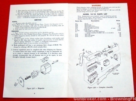 Ruger Owners Instruction Manual Model 10/22 Carbine 1978 .22-img-1