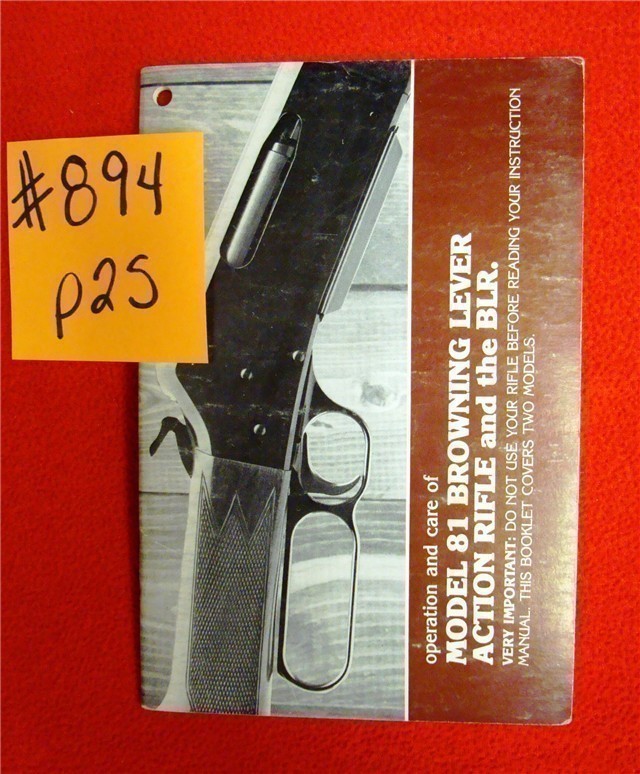 Orig Browning Owners Instruction Manual Model 81 Lever Act Rifle, BLR-img-0