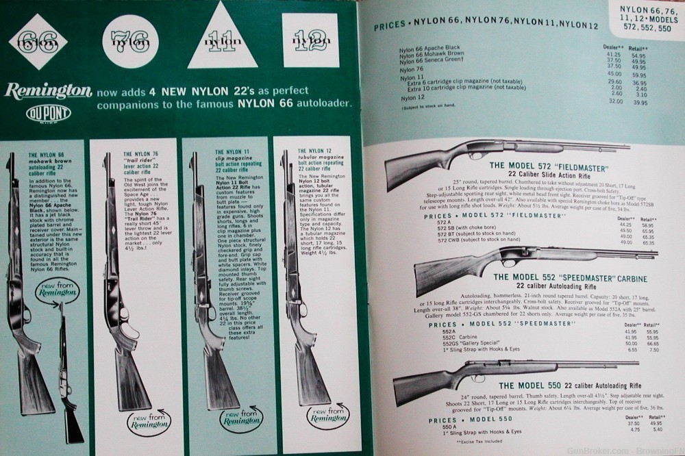 Orig Remington Dealer Price List 1962 Nylon 11 12 66 77 40X 513T 510 511 -img-5