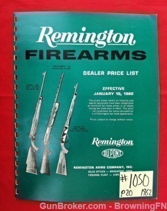 Orig Remington Dealer Price List 1962 Nylon 11 12 66 77 40X 513T 510 511 -img-0
