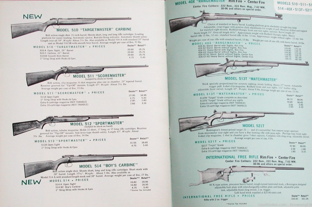 Orig Remington Dealer Price List 1962 Nylon 11 12 66 77 40X 513T 510 511 -img-4
