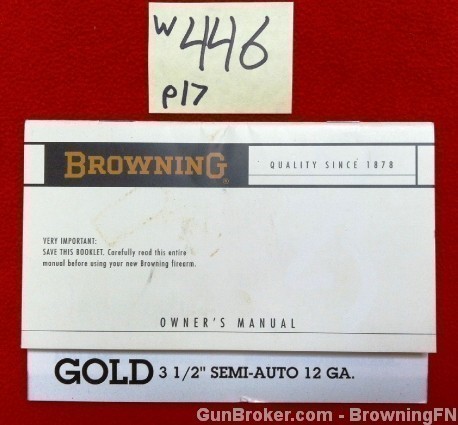 Orig Browning 3 1/2" Semi-Auto 12GA Owners Instruction Manual-img-0