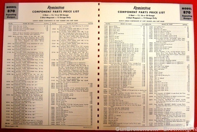 Orig Remington Parts List Schematic Model 870-img-1