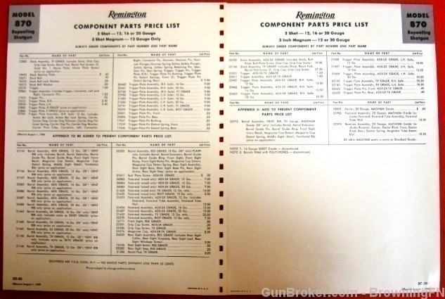 Orig Remington Parts List Schematic Model 870-img-2