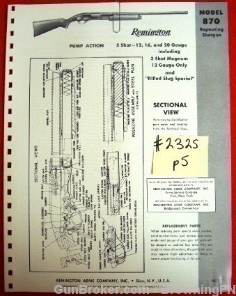 Orig Remington Parts List Schematic Model 870-img-0