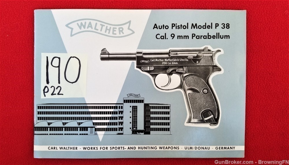 Original Walther Model P 38 Owners Instruction Manual-img-0