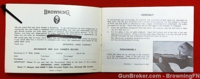 Browning Bolt Action Mauser Sako Owners Manual '73-img-1