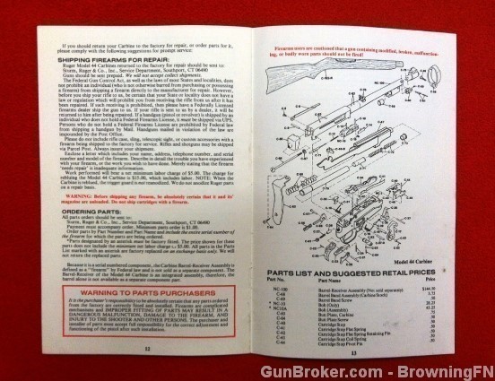 Orig Ruger Model 44 Owners Manual 1982-img-1