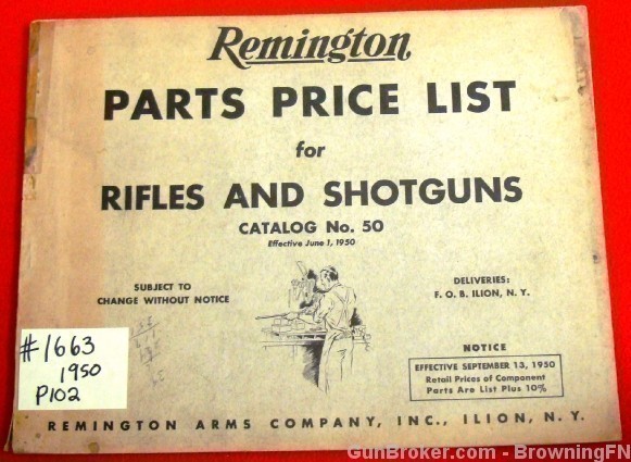Orig Remington Parts Price List Catalog No 50 1950-img-0