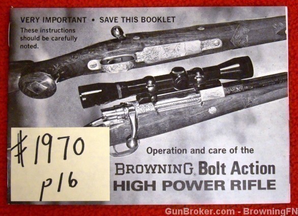 Orig Browning Owners Instruction Manual Bolt Action Mauser-img-0