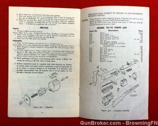 Orig Ruger Model 10/22 Carbine Owners Instruction Manual 1976-img-1