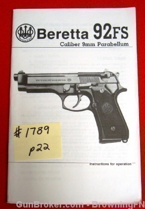 Orig Beretta 92 FS Owners Instruction Manual 9mm Parabellum-img-0