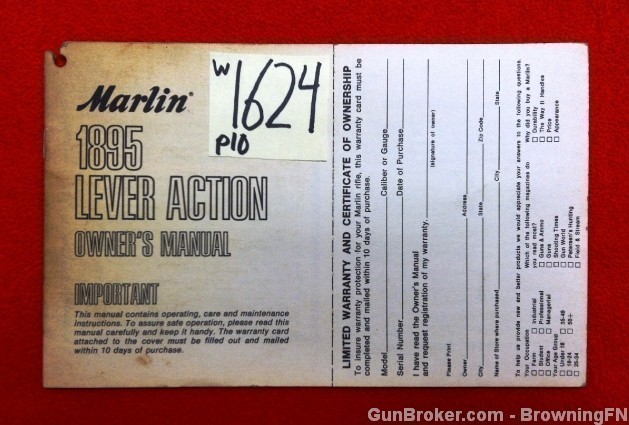 Orig Marlin Model 1895 Owners Instruction Manual-img-0