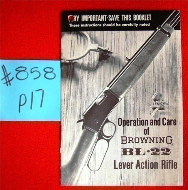 Orig  Browning Owners Instruction Manual  BL-22 Lever Action-img-0