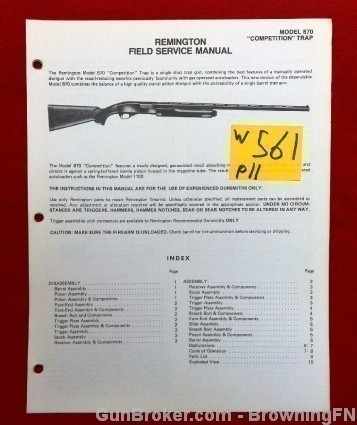 Orig Remington 870 Field Service Owners Instruction Manual-img-0