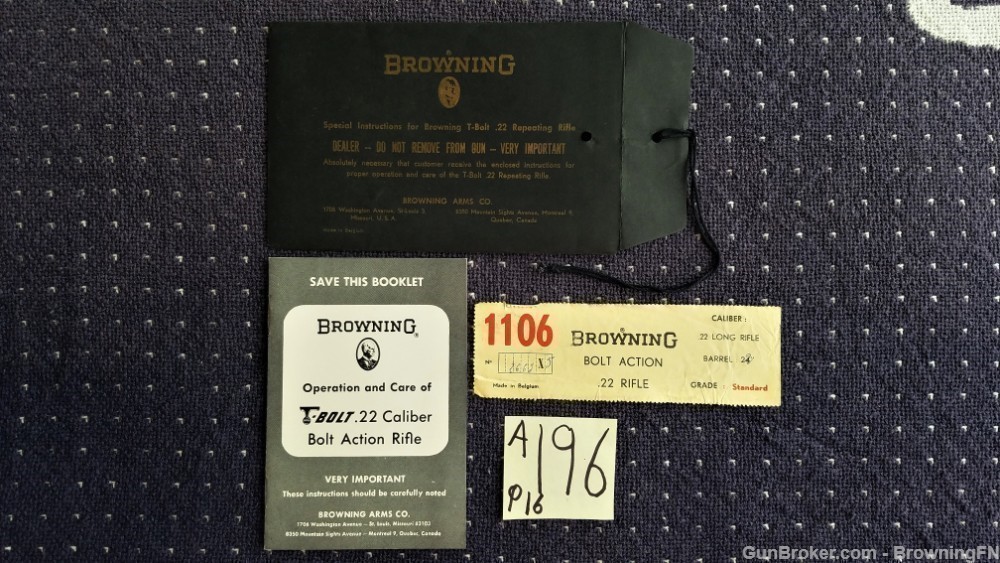 Orig Browning T-Bolt .22 Repeating Rifle Owners Manual-img-0