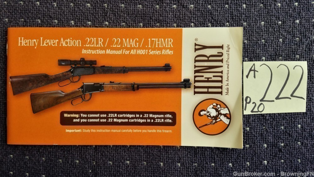 Orig Henry H001 Series Lever Action Owners Instruction Manual-img-0